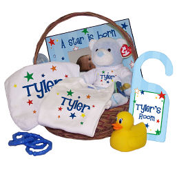 C06179 - New Baby "A Star Is Born" Personalized Deluxe Gift Basket